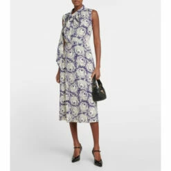 Prada Printed Pongee Midi Dress