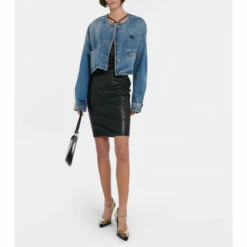 Prada Logo Cropped Denim Jacket