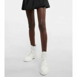 Prada Chocolate Leather-trimmed Ankle Boots -Cheap Prada Store unnamed file 1277