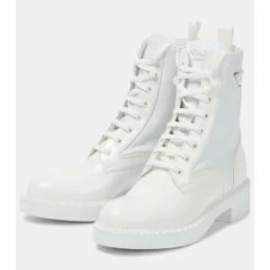 Prada Chocolate Leather-trimmed Ankle Boots -Cheap Prada Store unnamed file 1278