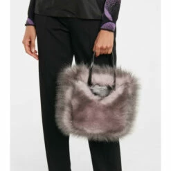 Prada Leather-trimmed Faux Fur Tote