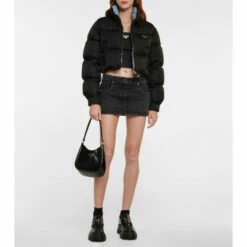 Prada Logo Denim Crop Top