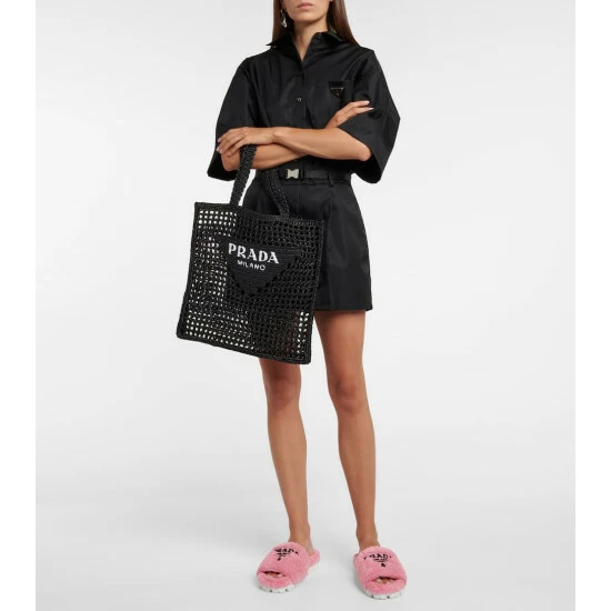 Prada Logo Faux Shearling Slides 3 Prada Logo Faux Shearling Slides