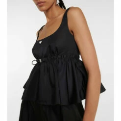 Prada Logo Peplum Top -Cheap Prada Store unnamed file 1489