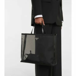 Prada Large Leather-trimmed Mesh Tote
