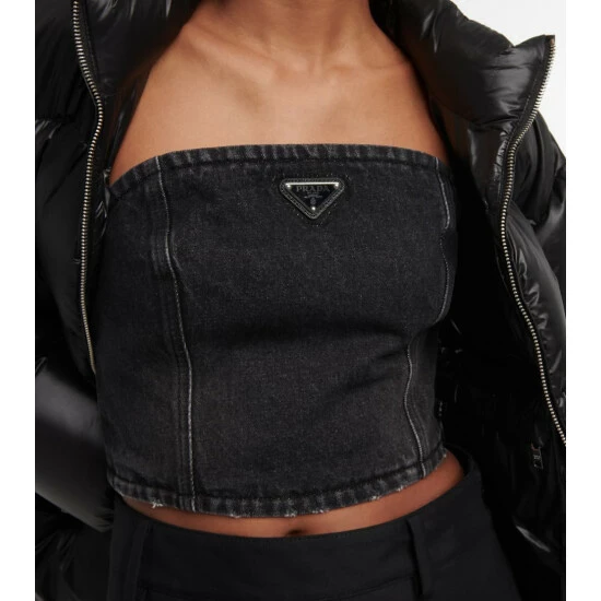 Prada Logo Denim Bustier 5 Prada Logo Denim Bustier - Image 3