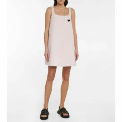 Prada Logo Denim A-line Minidress