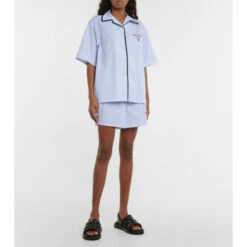 Prada Pinstriped Cotton Shorts