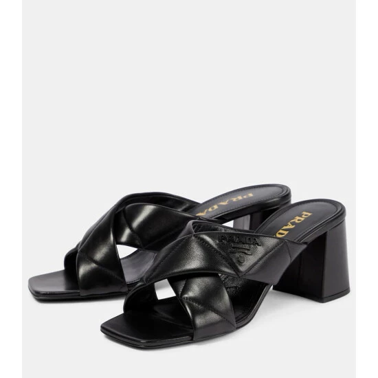 Prada Logo Quilted Leather Sandals 6 Prada Logo Quilted Leather Sandals - Image 4