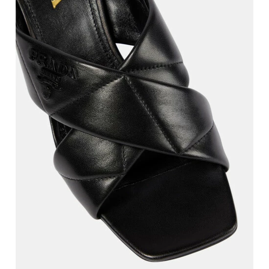 Prada Logo Quilted Leather Sandals 7 Prada Logo Quilted Leather Sandals - Image 5