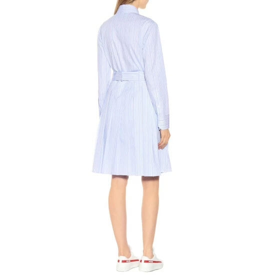Prada Ruffle-trimmed Striped Cotton Dress 4 Prada Ruffle-trimmed Striped Cotton Dress - Image 2