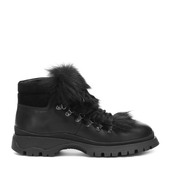 Prada Shearling-trimmed Leather Ankle Boots 5 Prada Shearling-trimmed Leather Ankle Boots - Image 3