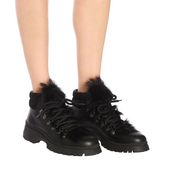 Prada Shearling-trimmed Leather Ankle Boots 6 Prada Shearling-trimmed Leather Ankle Boots - Image 4