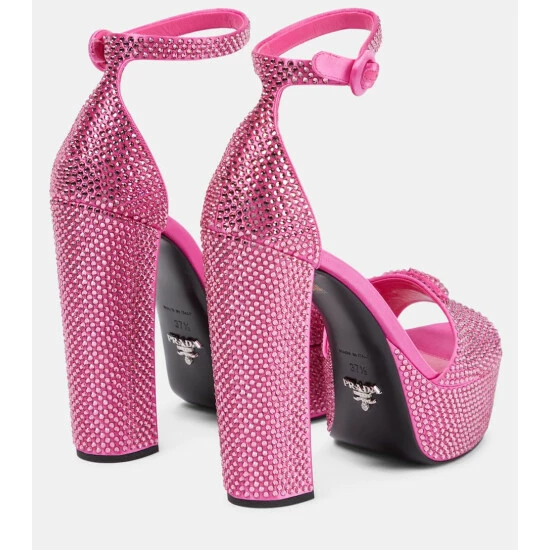 Prada Embellished Satin Platform Sandals 4 Prada Embellished Satin Platform Sandals - Image 2