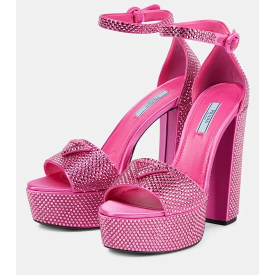 Prada Embellished Satin Platform Sandals 6 Prada Embellished Satin Platform Sandals - Image 4