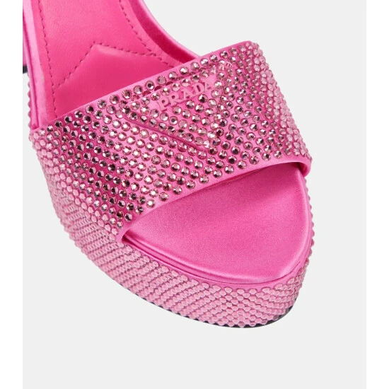 Prada Embellished Satin Platform Sandals 7 Prada Embellished Satin Platform Sandals - Image 5