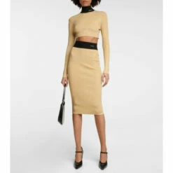 Prada Lamé Midi Skirt