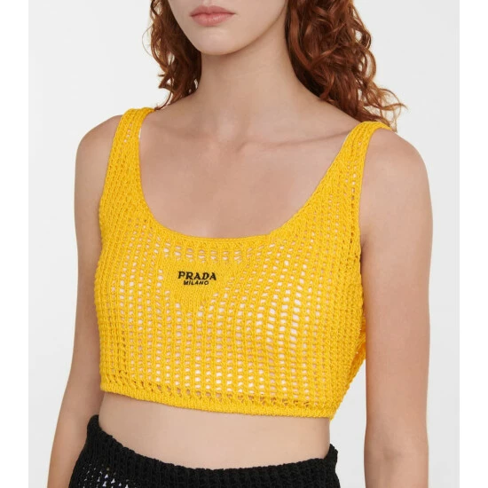 Prada Logo Crocheted Cotton Cropped Top 5 Prada Logo Crocheted Cotton Cropped Top - Image 3