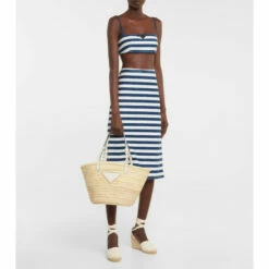 Prada Striped Denim Crop Top