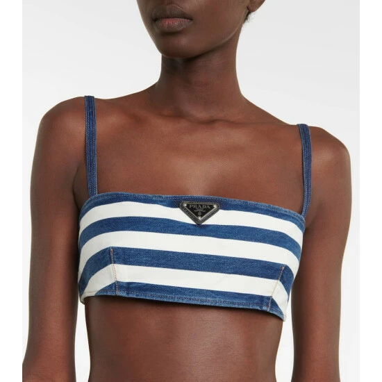 Prada Striped Denim Crop Top 5 Prada Striped Denim Crop Top - Image 3