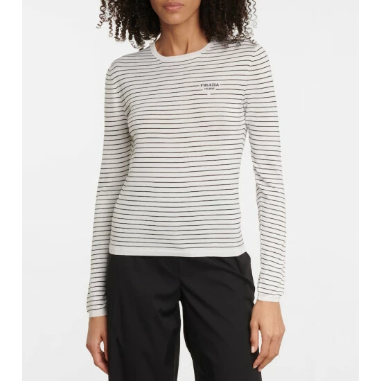 Prada Striped Silk And Cotton Sweater 6 Prada Striped Silk And Cotton Sweater - Image 4