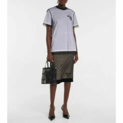 Prada Polka-dot Devoré Midi Skirt