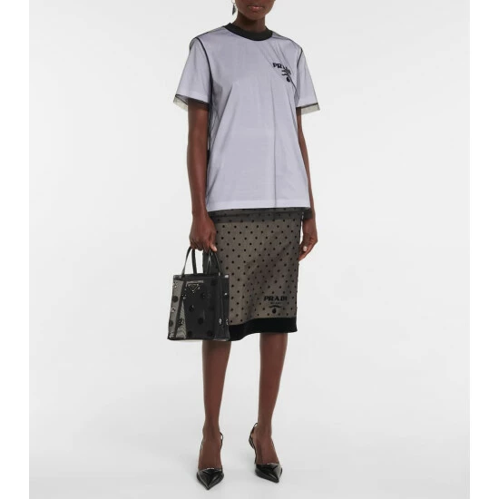 Prada Polka-dot Devoré Midi Skirt 3 Prada Polka-dot Devoré Midi Skirt