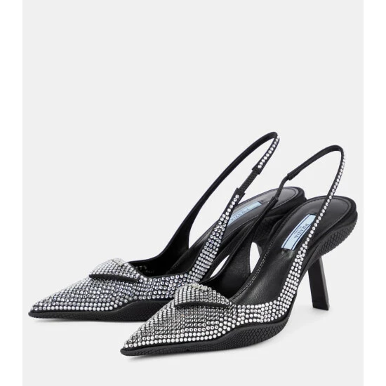 Prada Crystal-embellished Slingback Pumps 6 Prada Crystal-embellished Slingback Pumps - Image 4