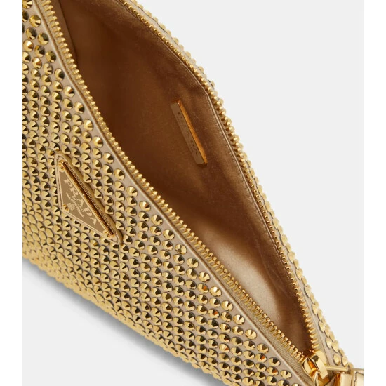 Prada Triangle Mini Embellished Satin Shoulder Bag 4 Prada Triangle Mini Embellished Satin Shoulder Bag - Image 2