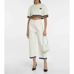 Prada Cropped Denim T-shirt