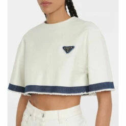 Prada Cropped Denim T-shirt -Cheap Prada Store unnamed file 2677