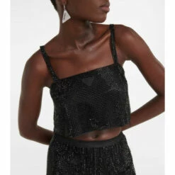 Prada Crystal-embellished Tulle Crop Top -Cheap Prada Store unnamed file 2735