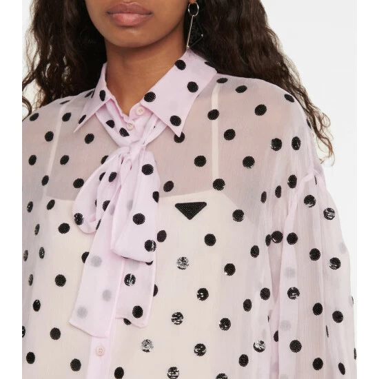 Prada Embroidered Sheer Silk Chiffon Shirt 5 Prada Embroidered Sheer Silk Chiffon Shirt - Image 3