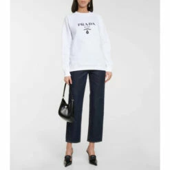 Prada Logo Embroidered Cotton Sweatshirt