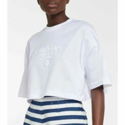 Prada Logo Cotton Cropped T-shirt -Cheap Prada Store unnamed file 2859