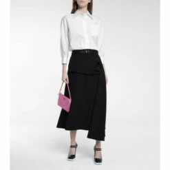 Prada Belted Twill Midi Skirt