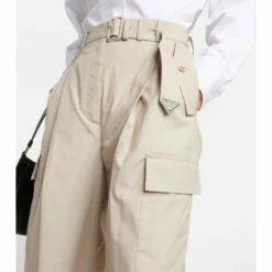 Prada High-rise Wide-leg Cotton-blend Cargo Pants -Cheap Prada Store unnamed file 301