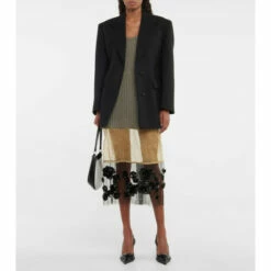 Prada Embellished Wool-blend Midi Dress