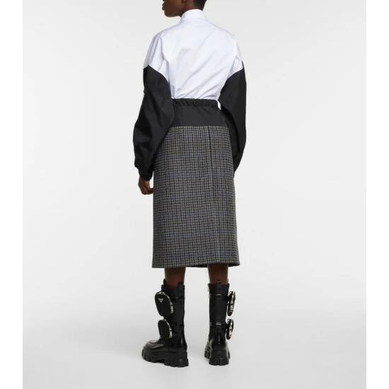 Prada Houndstooth Wool And Nylon Midi Skirt 4 Prada Houndstooth Wool And Nylon Midi Skirt - Image 2