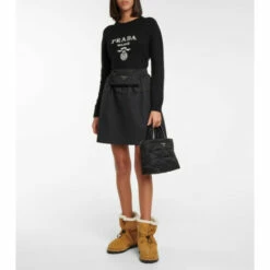 Prada Blow Shearling-lined Suede Snow Boots