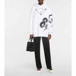 Prada Oversized Cotton Jersey Hoodie