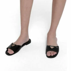 Prada Logo Leather Slides -Cheap Prada Store unnamed file 3398