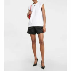 Prada Logo Cotton Jersey Top