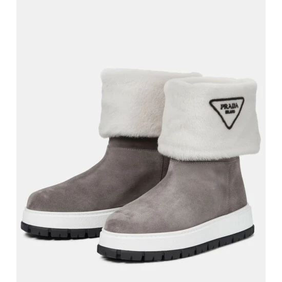 Prada Shearling And Leather Ankle Boots 6 Prada Shearling And Leather Ankle Boots - Image 4