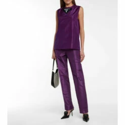 Prada Logo Silk Taffeta Tank Top