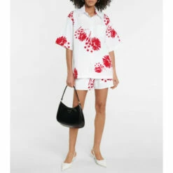 Prada High-rise Printed Cotton Poplin Shorts