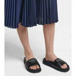 Prada Logo Leather Slides -Cheap Prada Store unnamed file 3640