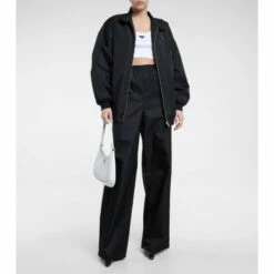 Prada Logo Cotton Jersey Crop Top