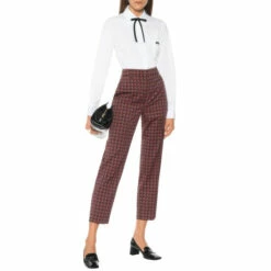 Prada Printed High-rise Wool-blend Pants