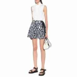 Prada Printed High-rise Cotton Shorts